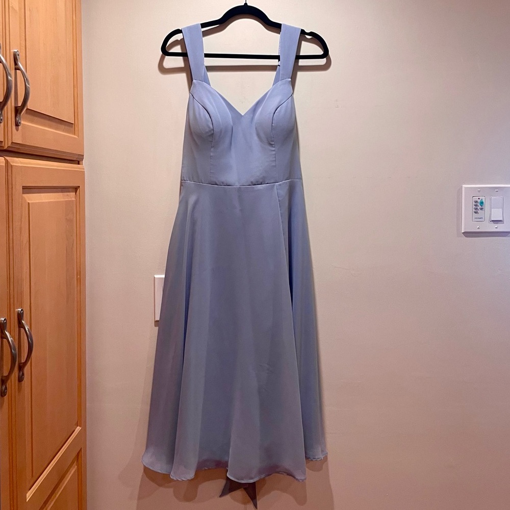 Dusty Blue Azazie Sweetheart Midi Dress with Slit